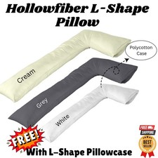 Hollowfibre L Shaped Pillow with FREE Pillowcase in Polycotton Full Body Support
