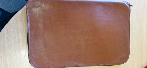 Vintage leather file folder - vintage,