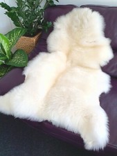 Genuine Ivory Real Sheepskin Rug Luxury British Throw Eco Pelt XXXL 120 x 80cm