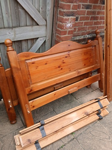 Solid pine chunky double bed - chunky,