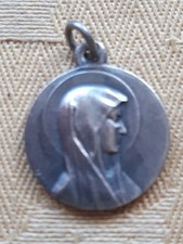 Our Lady Virgin Mary Silver Plated Sign O.B.C. Pendant Apparition St Bernadette 