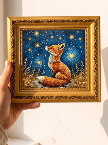 Fox sitting stars - fox,