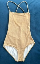 Melissa Odabash Gold Cross Over Low Back Swim Suit 1 Piece Swimming Costume 6-8