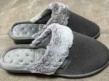 Totes Isotoner • ladies grey glitter slip-on mule slippers • UK 6 - Loungewear