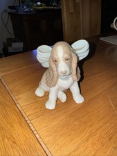 Nao Lladro Puppy Present Figurine Blue Bow Spaniel Dog.