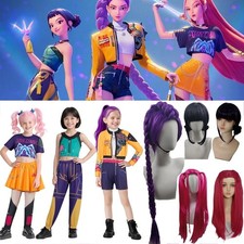 Kids Girls KPop Demon Hunters Cosplay Rumi Mira Costume Fancy Dress Wigs Outfits