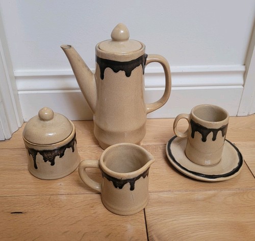 Vintage coffee set beige - vintage,