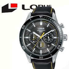 Lorus RT311HX9 Chronograph Black with Yellow Detail RRP £89.99 2Yr Guarantee