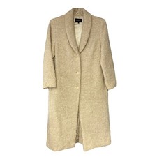 Creenstone Beige Coat Long Size 44 UK 18 Alpaca Wool Blend Overcoat Lagenlook