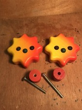 Nice Pair Children’s wooden door/drawer knob/handle Sun shaped ￼