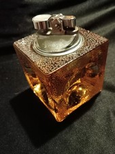 Vintage Amber Crystal Glass Lighter