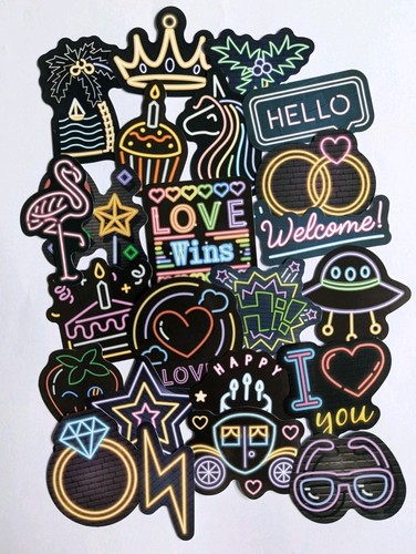 Neon light style stickers 25x - style,