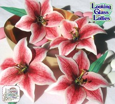 STARGAZER LILIES 3D Edible Wafer Paper Topper LILY FLOWERS Pink White Red Violet