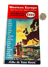 Road Map Western Europe Esso Tourist Collectable Vintage ra