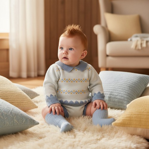 Baby boy outfit set - boy, knitted