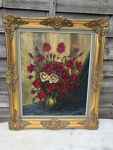 Vintage large framed - large, floral