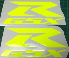 2  X  FLUORESCENT YELLOW   SUZUKI GSX-R   VINYL DECAL STICKERS  220mm x 90mm
