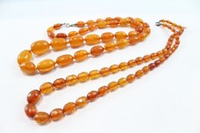 Sterling Silver Clasp Necklaces Amber Baltic Antique Vintage Faceted x 2 (4g)