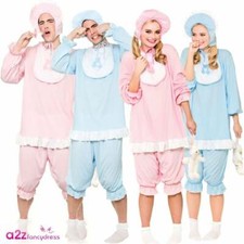 Adult Blue or Pink Baby Costumes Novelty Stag Hen Party Couples Fancy Dress