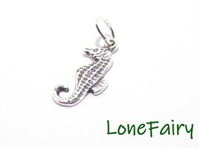 1 x Solid 925 Sterling Silver Seahorse Charm Pendant Marine