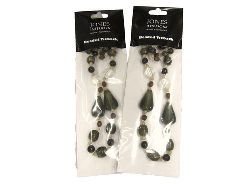 Pair black glass beaded - of,