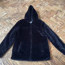 Girls Black Fur Fluffy Hooded