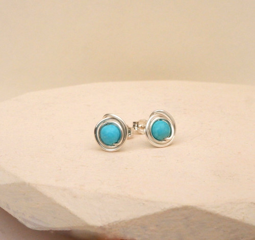 Turquoise stud earrings - turquoise,