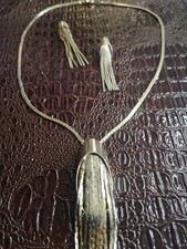 Vintage NAPIER™  Fringe Chain Necklace & Pierced Dangle Earring Set Gold Plated