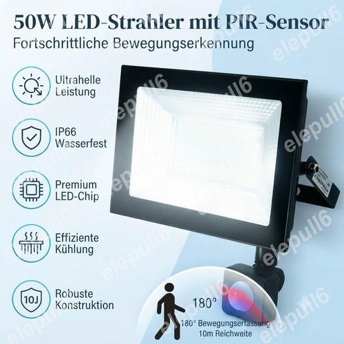 50w led floodlight pir - led, motion