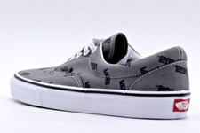 VANS ERA PEWTER TEXTILE WITH BLACK LOGO LACE UP TRAINERS. LAST FEW REDUCED. BNIB
