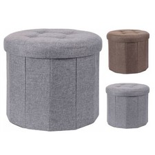 Round Fabric Pouffe Footstool
