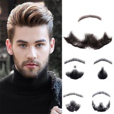 Real Hair Light Beard Hand Made Mustache Man's Fake Beard Men Invisible Beard