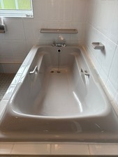 Vintage Retro Soft Grey Bathroom Suite With Bath, Sink, Toilet and Bidet 70s 80s