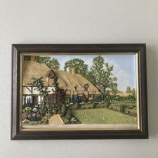 Vintage Friar Crafts 3 D hand painted Rose Cottage Devon signed D Pearson 1989