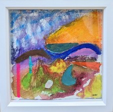 ABSTRACT DARTMOOR LANDSCAPE PAPER NIGEL WATERS SIGNED FRAMED ARTWORK PAINTING