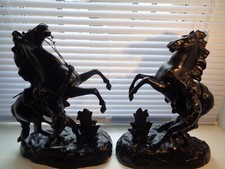 19th Century Pair Spelter Marley Horses 16in x 12in 5kg pair Used some damage