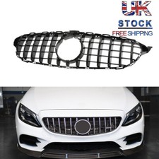 GLOSS BLACK GRILLE FOR MERCEDES C CLASS W205 C205 C200 C220 AMG GT STYLE