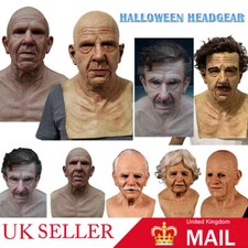 Old Man Scary Latex Cosplay Party Face Masks Headgear Costume Disguise