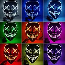 Purge Inspired Mask LED Halloween Costume LED Glow Scary Light Up Neon