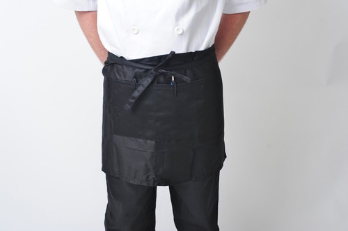 Black white short waist apron - black,white,