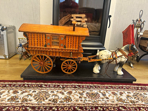 Wooden horse drawn caravan - horse-drawn,