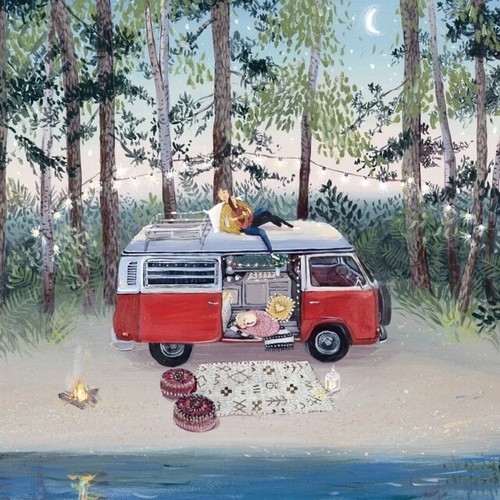 Van life art blank greeting - art,