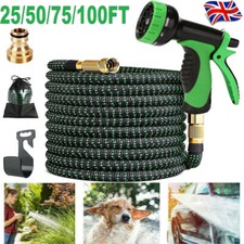 Heavy Duty Expandable Garden Hose 10 Function Flexible Spray Water Gun 25-100FT