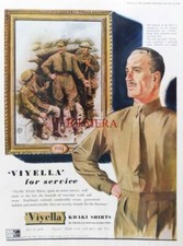 VIYELLA Men's Khaki Service Shirts WW2 Advert : 1940 Wartime Clothing Print