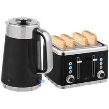 HOMCOM 1.7L 3000W Rapid Boil Kettle and 4 Slice Toaster Set Crumb Tray Black