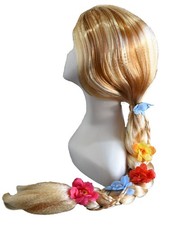 Children Rapunzell Fancy Dress Wig Braids Kids Girls Princess Cosplay Plaits Wig
