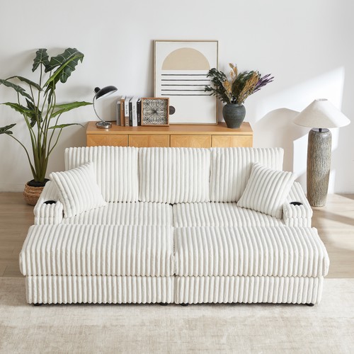 Corduroy sofa couch - 84",