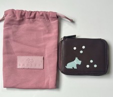 Vintage Radley Bubbles Small Brown Leather Zip Around Coin Purse And Dust Bag