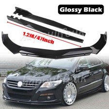 For VW Passat CC 46" Side Skirt Splitter + Front Bumper Lip Spoiler Splitter Kit