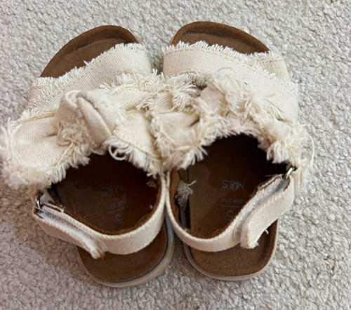 Girls beige bow sandals - m&s,